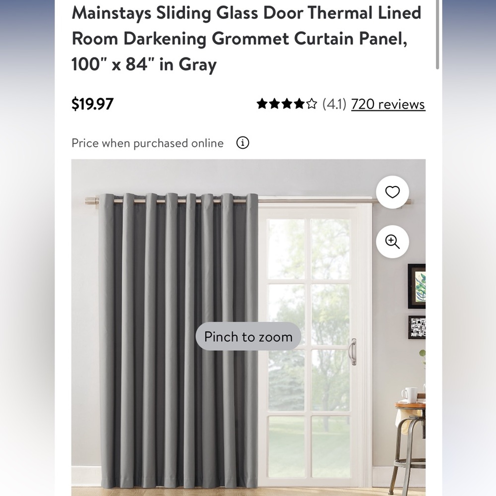 Mainstays Sliding Door Curtain